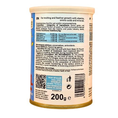 VellBrill for Pineta Zootecnici perfect moult, Gives a rich, bright and velvety plumage, Contains vitamins, amino acids, trace elements and minerals. (200g)