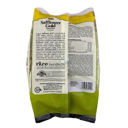 Higgins Safflower Gold with vitamins & mineral for Conure/Cockatiel. (3Lb)