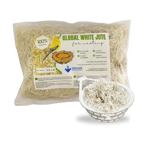 White jute fiber ideal for nests of birds, canaries, finches, exotic birds, lady gouldians and more, it is safe, soft and durable